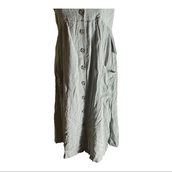 𝅺GOOD LUCK GEM Button Front Sleeveless Midi Dress sage green - Picture 6 of 13